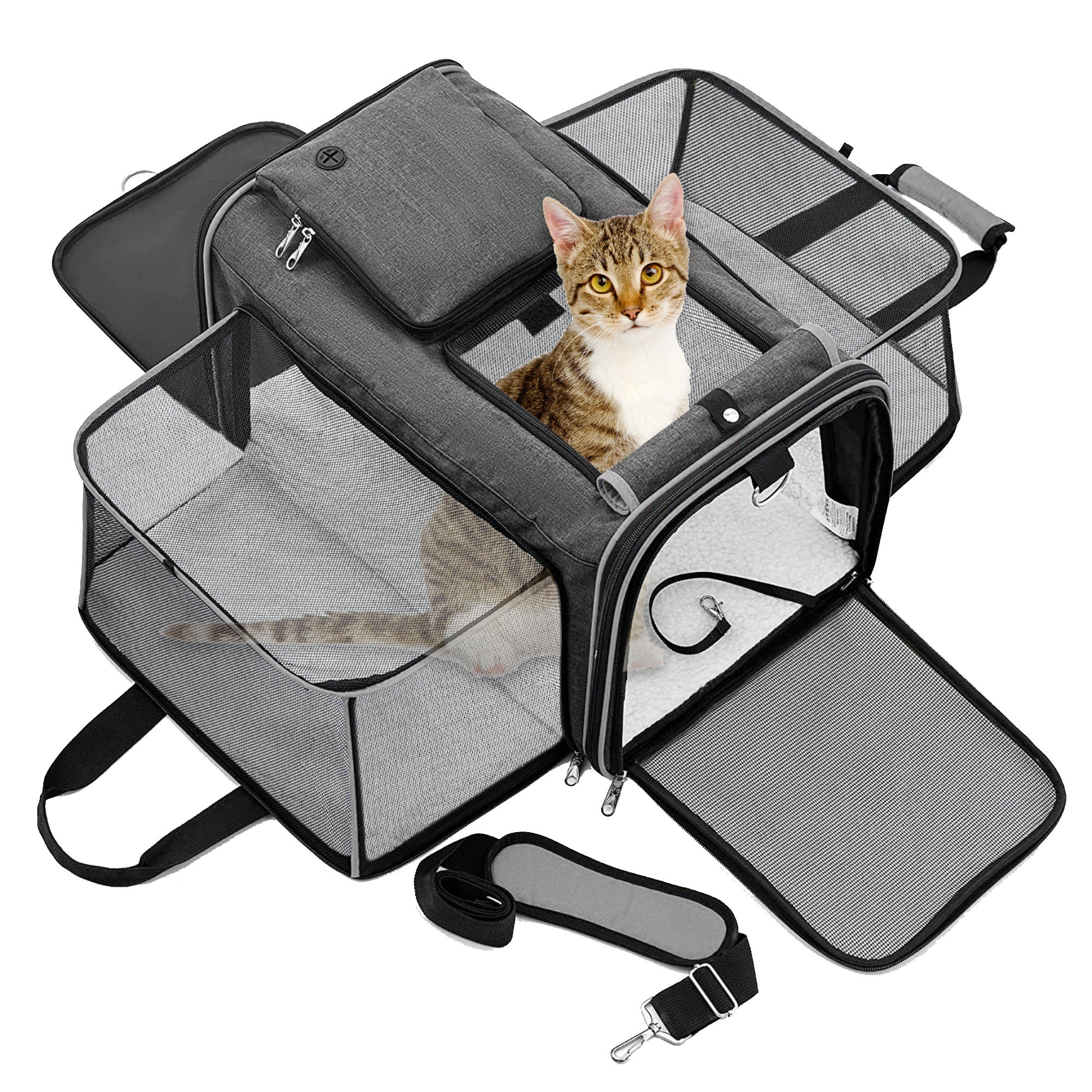 PetsN all Pet Carrier Cat Carrier Airline Approved 2 Sides Expandable Aspectek