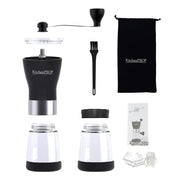 Manual Coffee Grinder 14Pcs Set with Two 5.5 Oz Clear Glass Jars
