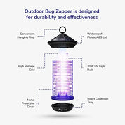 Aspectek 20W Electric Outdoor Mosquito Zapper – Comes with Replacement Bulbs