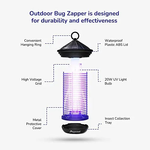 Aspectek 20W Electric Outdoor Mosquito Zapper – Comes with Replacement Bulbs