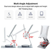 NERDI Universal 360° Swivel Foldable Cell Phone Stand, Desk Stand, Adjustable Angle and Height, Durable Aluminum Metal, Perfect for Video Calls, Watching Videos, Playing Game