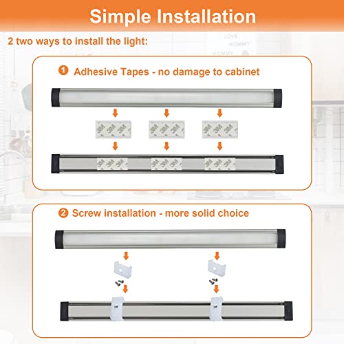 Comforday LED Under Cabinet Lights Kit Hardwired or Plug-in,1000 Lumen 3 PCs 12-Inch Light Strips with Motion Sensor, Dimmer,Super Bright Cold White Light Bars for Kitchen cabinets Cupboard Shelf
