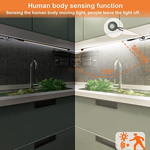 Comforday LED Under Cabinet Lights Kit Hardwired or Plug-in,1000 Lumen 3 PCs 12-Inch Light Strips with Motion Sensor, Dimmer,Super Bright Cold White Light Bars for Kitchen cabinets Cupboard Shelf