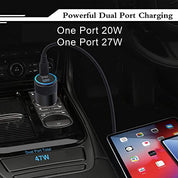 Nerdi 47W 2 Port USB C Car Charger Adapter with PD and QC 3.0
