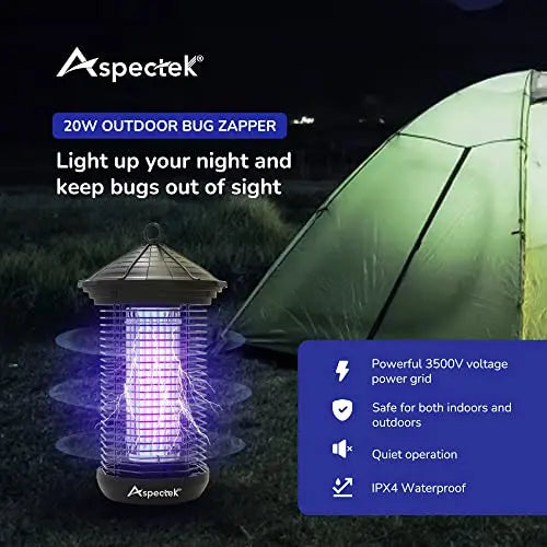 Aspectek 20W Electric Outdoor Mosquito Zapper – Comes with Replacement Bulbs