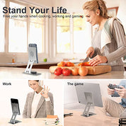NERDI Universal 360° Swivel Foldable Cell Phone Stand, Desk Stand, Adjustable Angle and Height, Durable Aluminum Metal, Perfect for Video Calls, Watching Videos, Playing Game