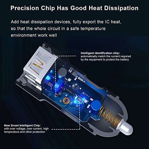 Nerdi 47W 2 Port USB C Car Charger Adapter with PD and QC 3.0