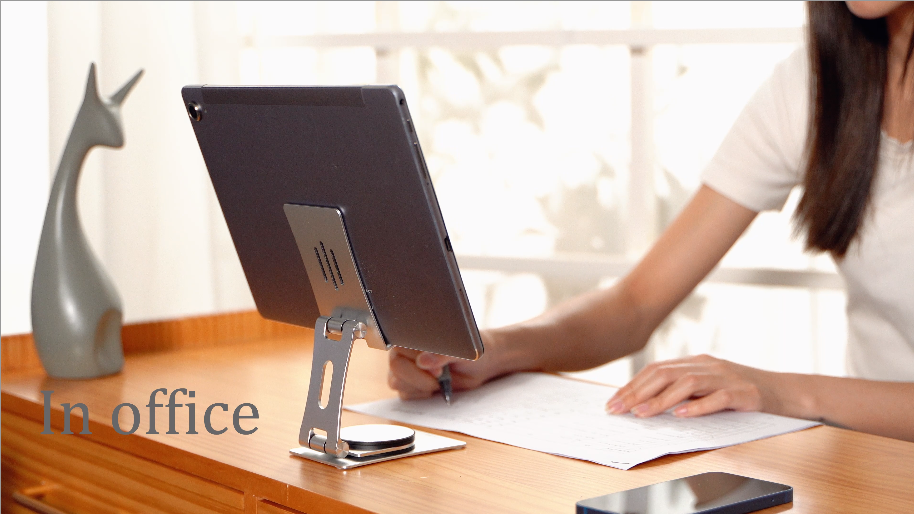 NERDI Universal 360° Swivel Foldable Cell Phone Stand, Desk Stand, Adjustable Angle and Height, Durable Aluminum Metal, Perfect for Video Calls, Watching Videos, Playing Game