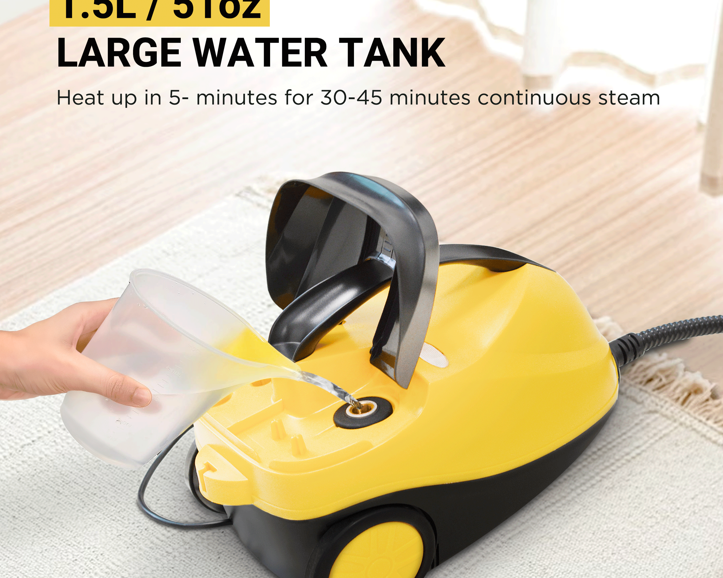 Steam Power Unleashed: Introducing the 1500W Multipurpose Steam Cleaner with 17 Piece Accessories and 1.5L Tank!
