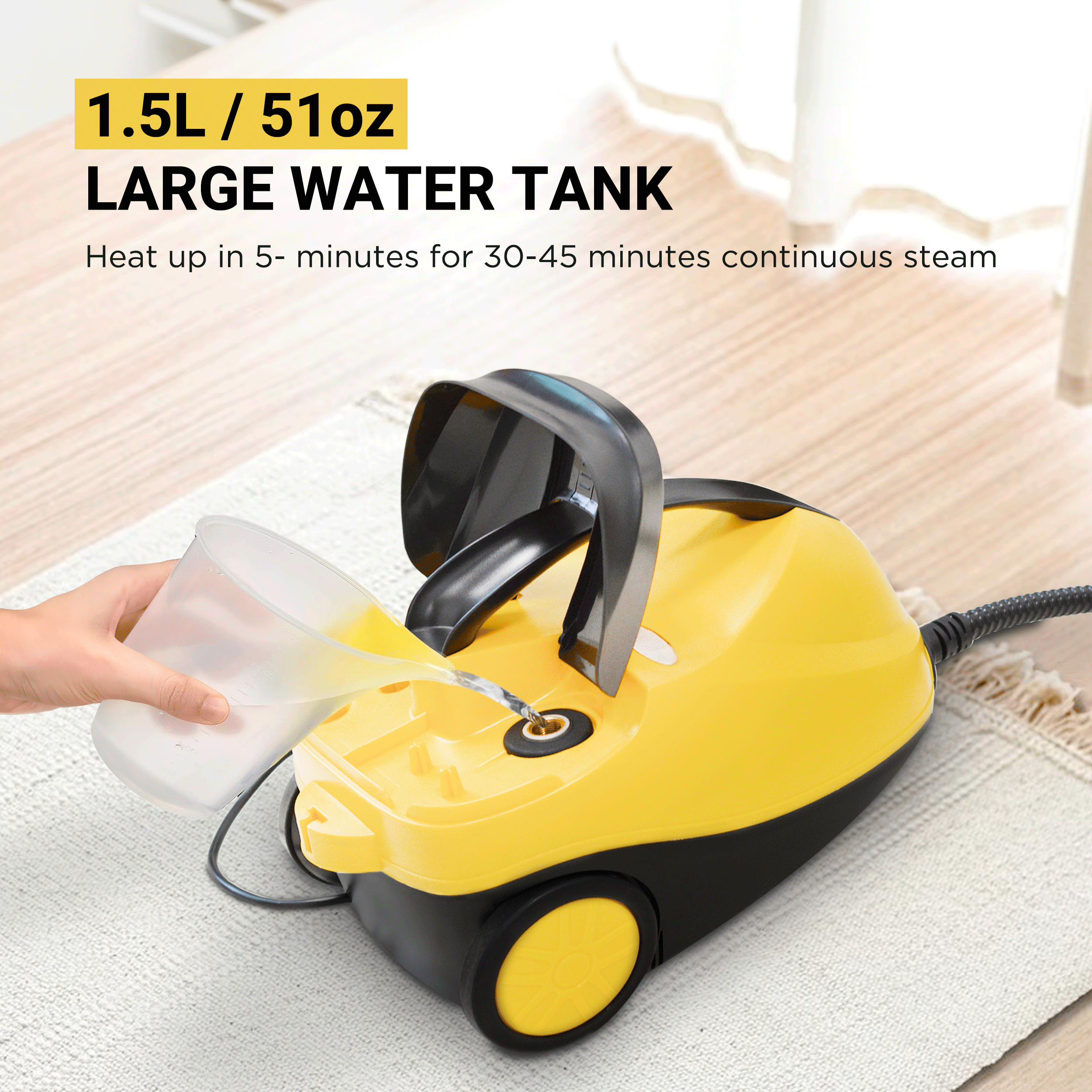 Steam Power Unleashed: Introducing the 1500W Multipurpose Steam Cleaner with 17 Piece Accessories and 1.5L Tank!