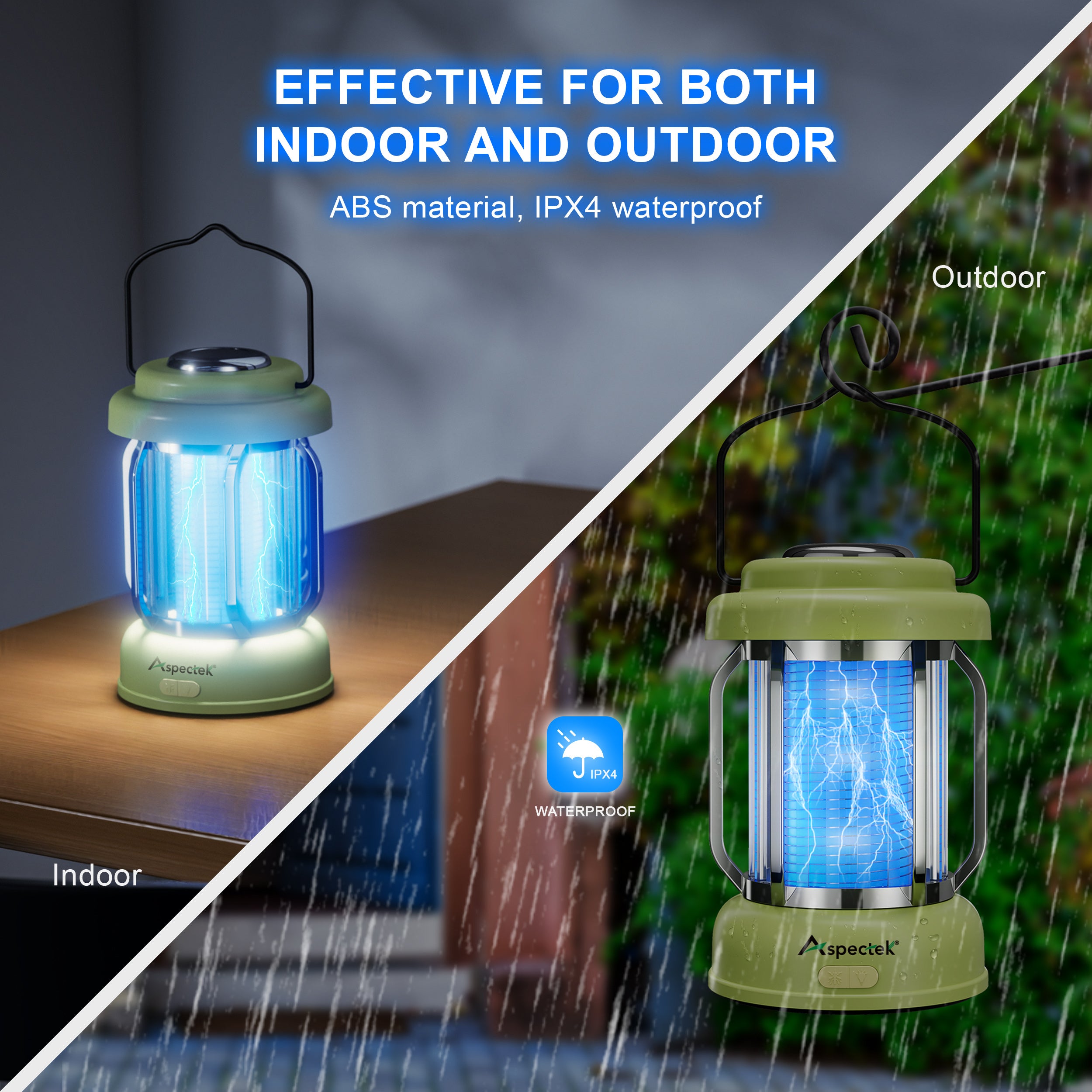 Aspectek Waterproof, Portable, Rechargeable Mosquito Zapper - Effective Insect Zapper for Outdoor and Indoor Use, Ideal for Camping, Patio, and Home Protection