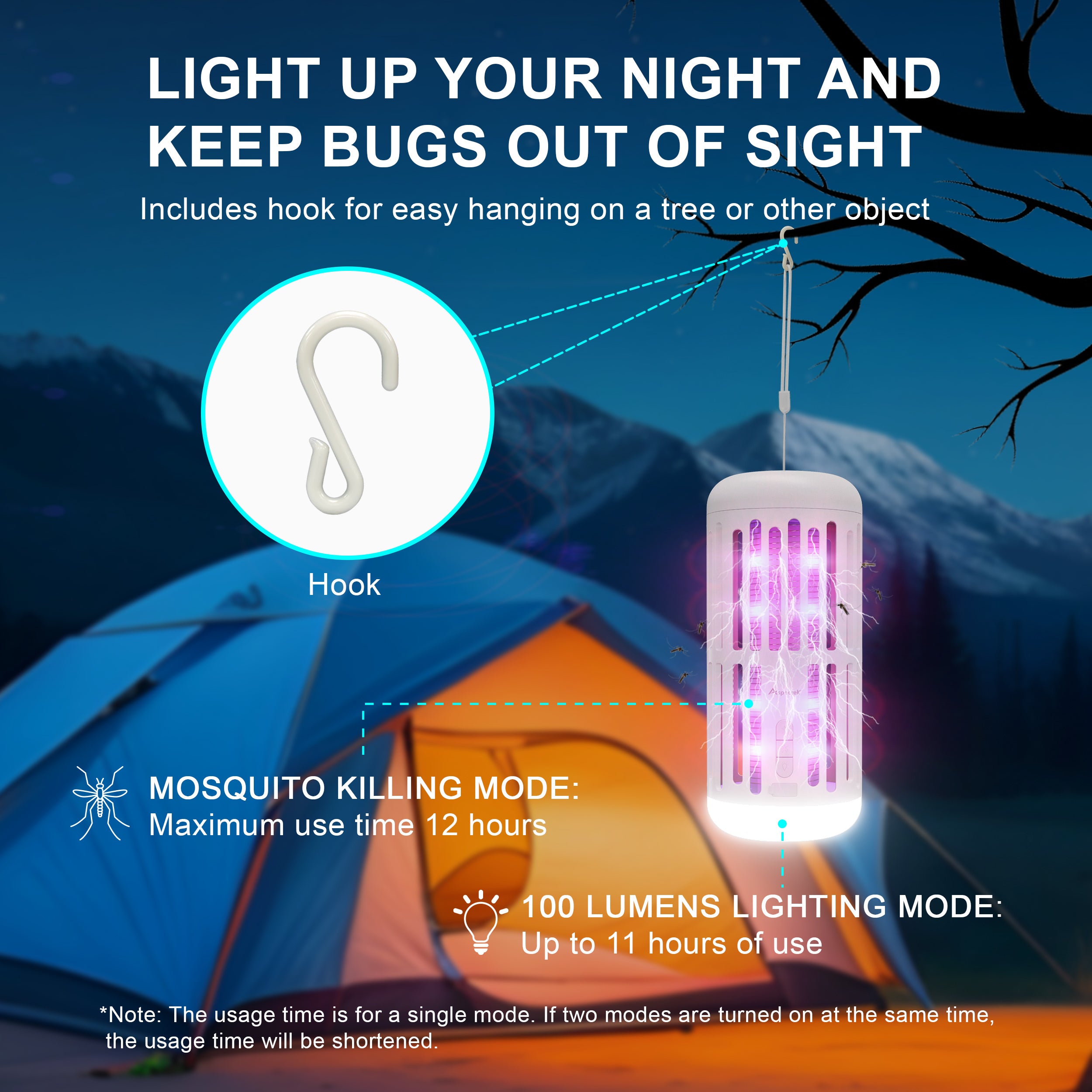 Aspectek Bug Zapper LED Light with Bluetooth Speaker – Dual Function Outdoor Insect Zapper and Wireless Speaker for Patio, Yard, and Garden
