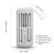 Aspectek Bug Zapper LED Light with Bluetooth Speaker – Dual Function Outdoor Insect Zapper and Wireless Speaker for Patio, Yard, and Garden