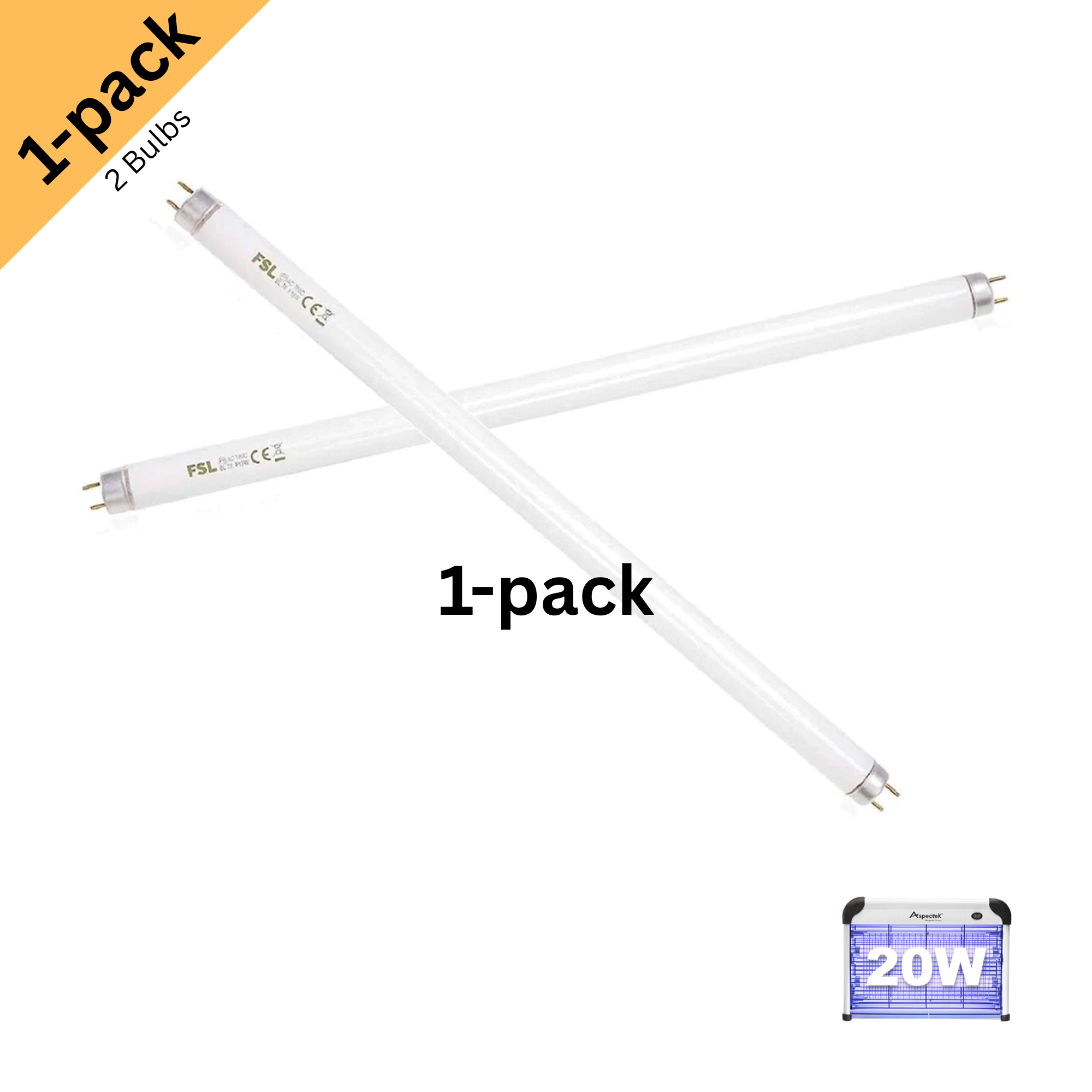 Aspectek Bug Zapper Replacement UV Lamp Bulb Light Tube 10W for 20W Electronic Bug Zapper, 2-Pack