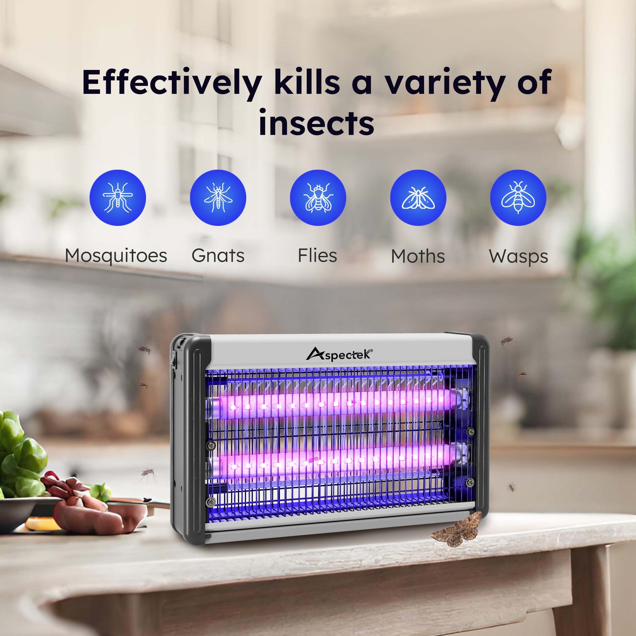 Aspectek Electric Indoor Bug Zapper 10W, Upgraded UV-LED Bug Lamp Zapp