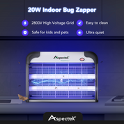20W Indoor Bug Zapper with Aspectek branding on a dark background