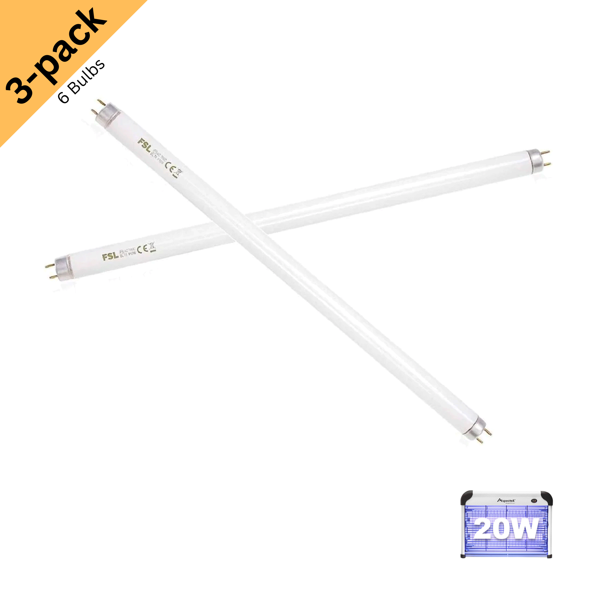 Aspectek Bug Zapper Replacement UV Lamp Bulb Light Tube 10W for 20W Electronic Bug Zapper, 2-Pack