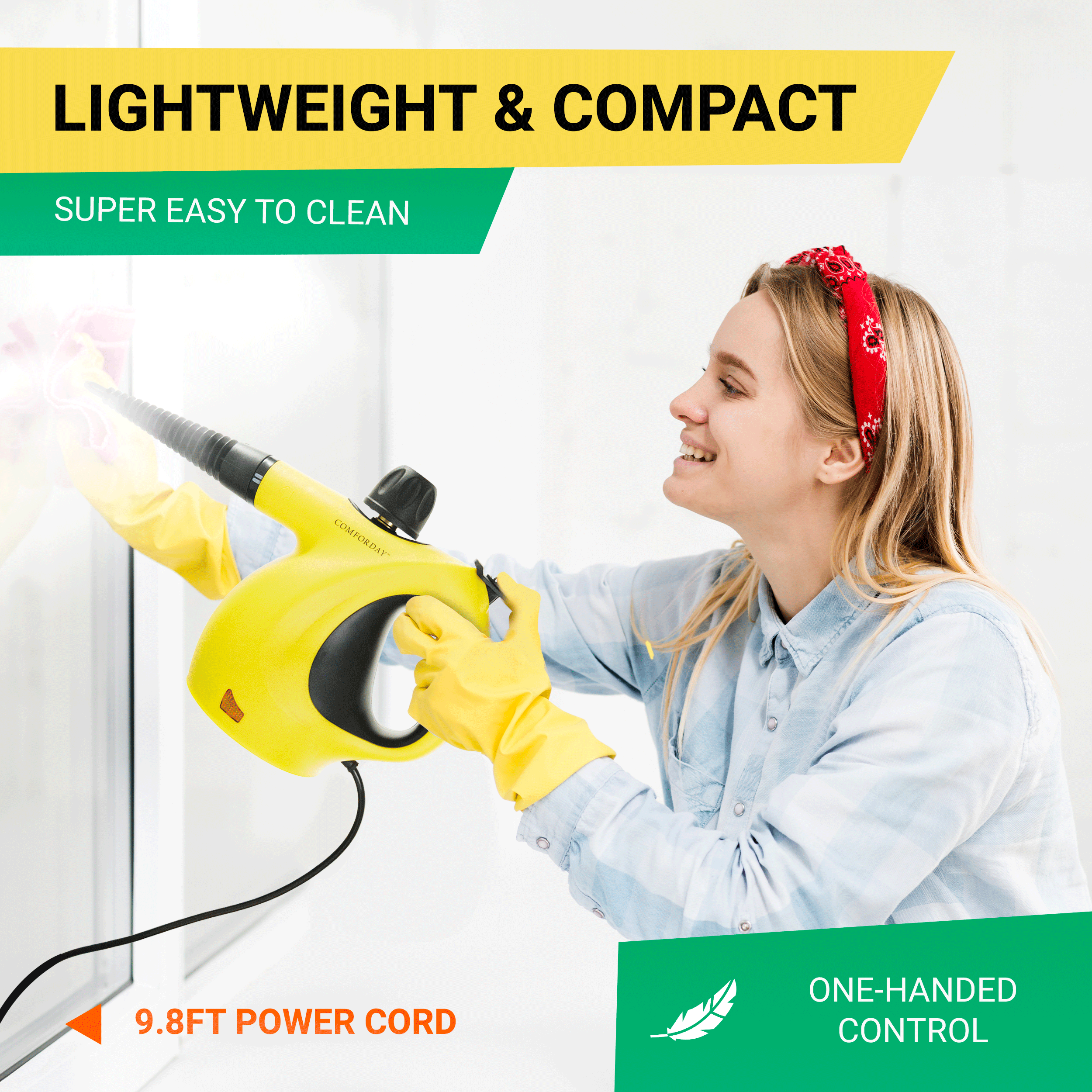  Multi-Purpose Handheld Pressurized Steam Cleaner with 9-Piece Accessories