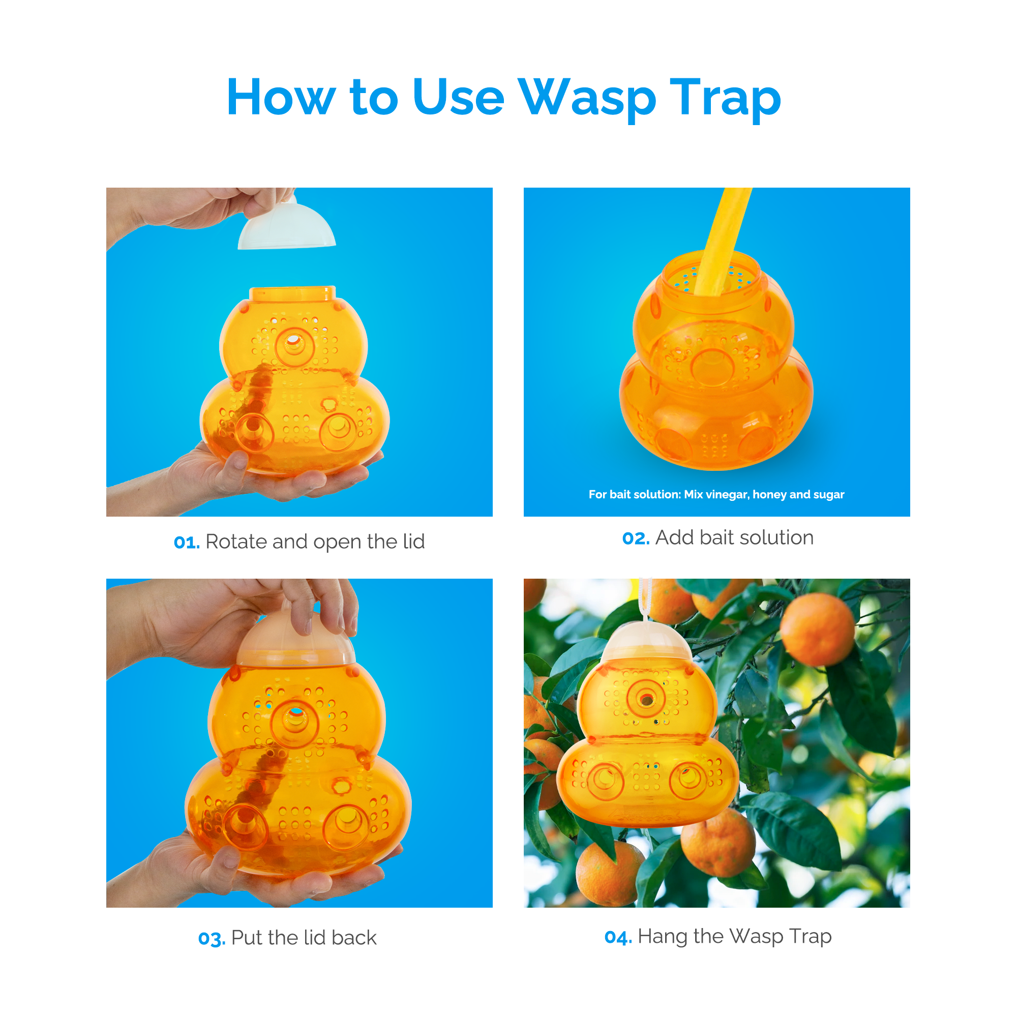 Aspectek Wasp Trap 2-Pack (Snowmen Shape) Traps Wasps, Bee Traps Hornets, and Bees (Wasp Trap)