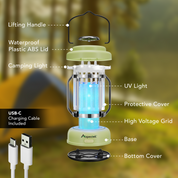 Aspectek Waterproof, Portable, Rechargeable Mosquito Zapper - Effective Insect Zapper for Outdoor and Indoor Use, Ideal for Camping, Patio, and Home Protection