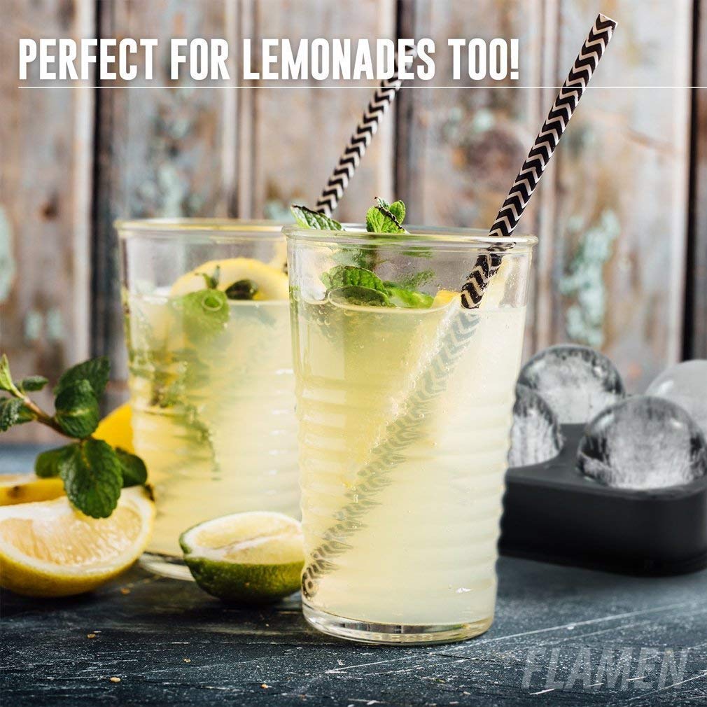 Flamen Ice Ball Maker- Easy And Fast Release BPA-Free Flexible Silicone Ice Trays (2-pack)