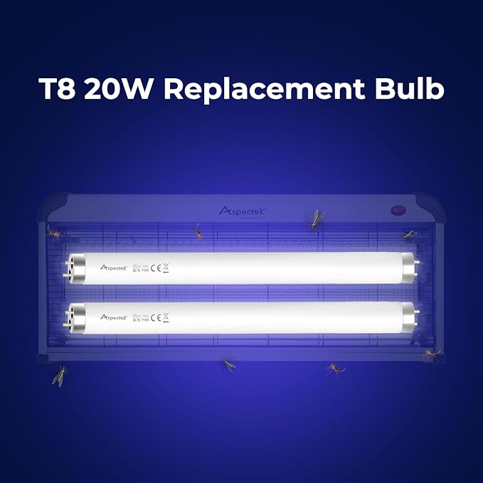 Aspectek Bug Zapper Replacement UV Lamp Bulb Light Tube 20W for 40W Electronic Bug Zapper, 2-Pack