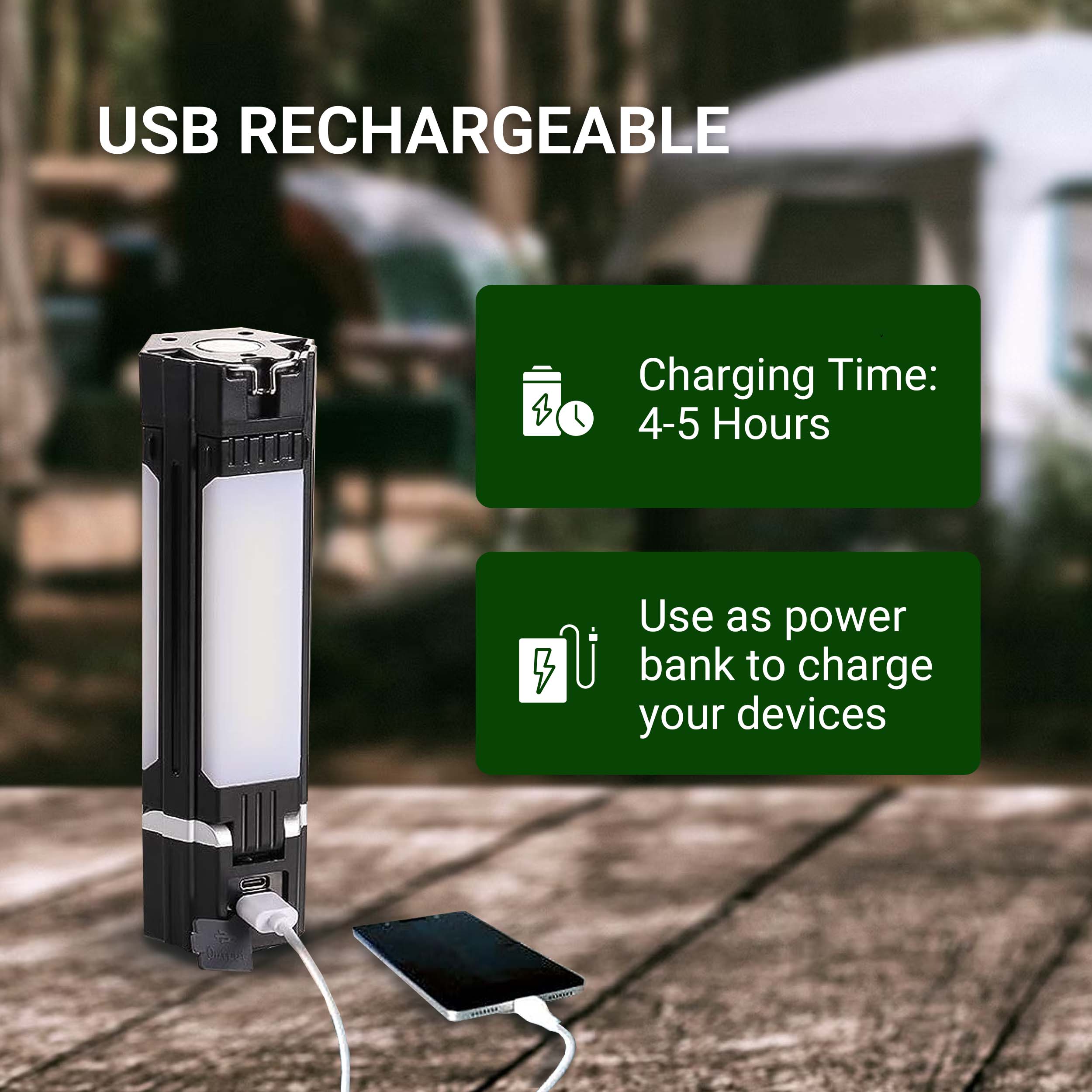 Comforday Camping Lantern, Portable Tent Lamp, Collapsible LED Blade Bulb Plus Flash Light,3000mAh Rechargeable by USB Type C