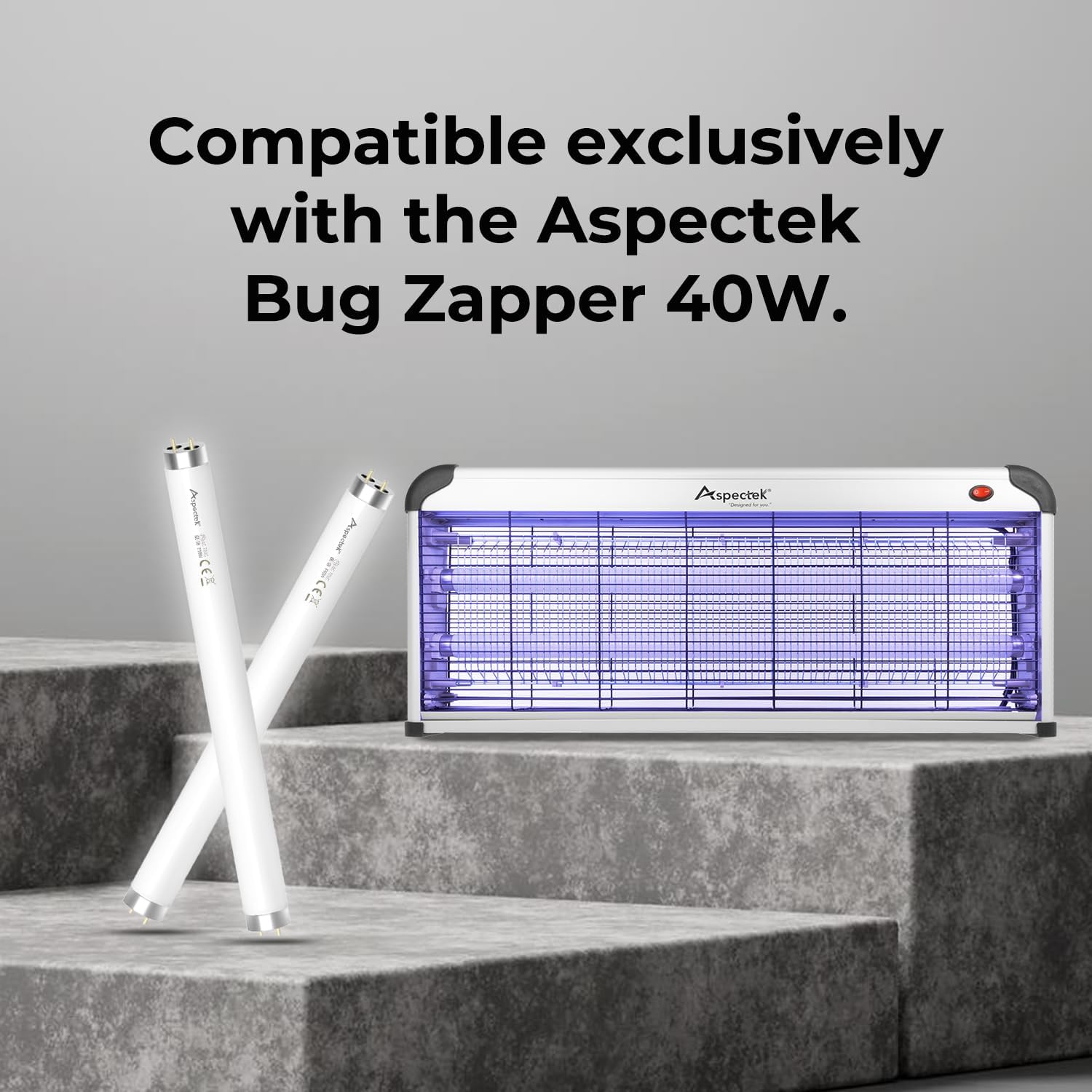 Aspectek Bug Zapper Replacement UV Lamp Bulb Light Tube 20W for 40W Electronic Bug Zapper, 2-Pack