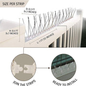Durable bird spike deterrent to prevent birds from landing on ledges, roofs, and fences