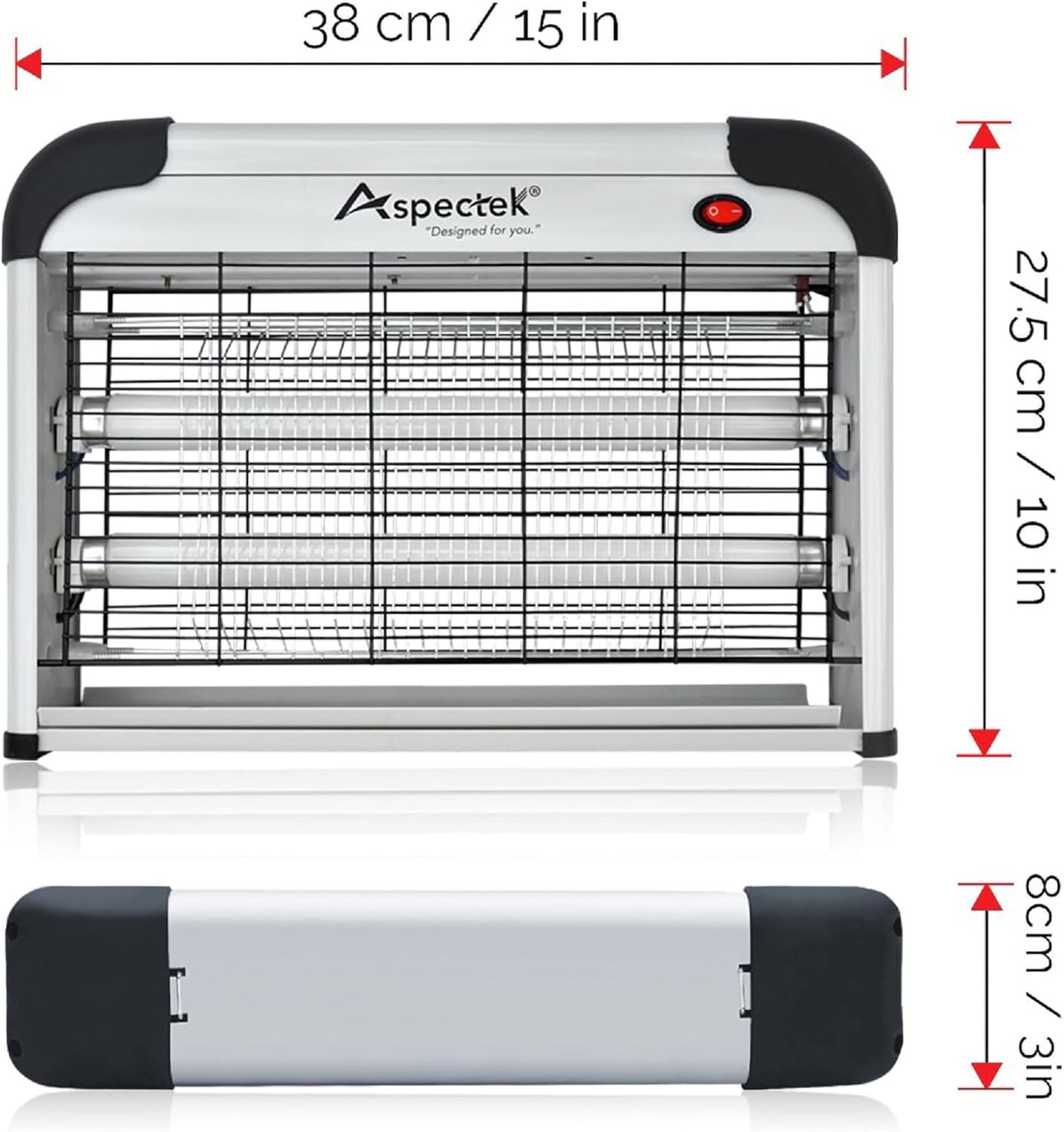 Aspectek 20W indoor bug zapper with protective mesh screen and UV light bulbs, including 2 replacement bulbs

