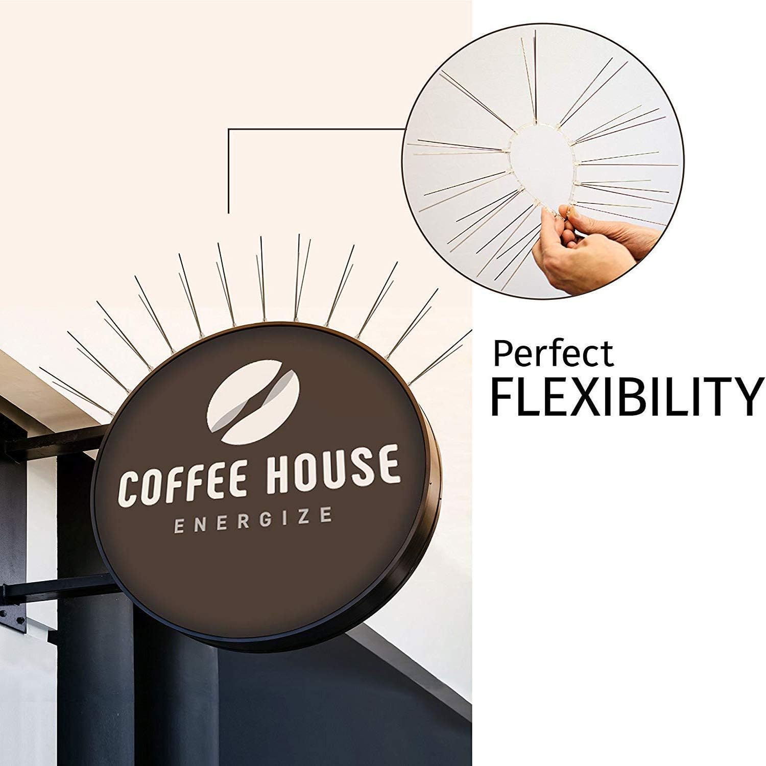 Durable bird spike deterrent to prevent birds from landing on ledges, roofs, and fences