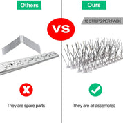 Durable bird spike deterrent to prevent birds from landing on ledges, roofs, and fences