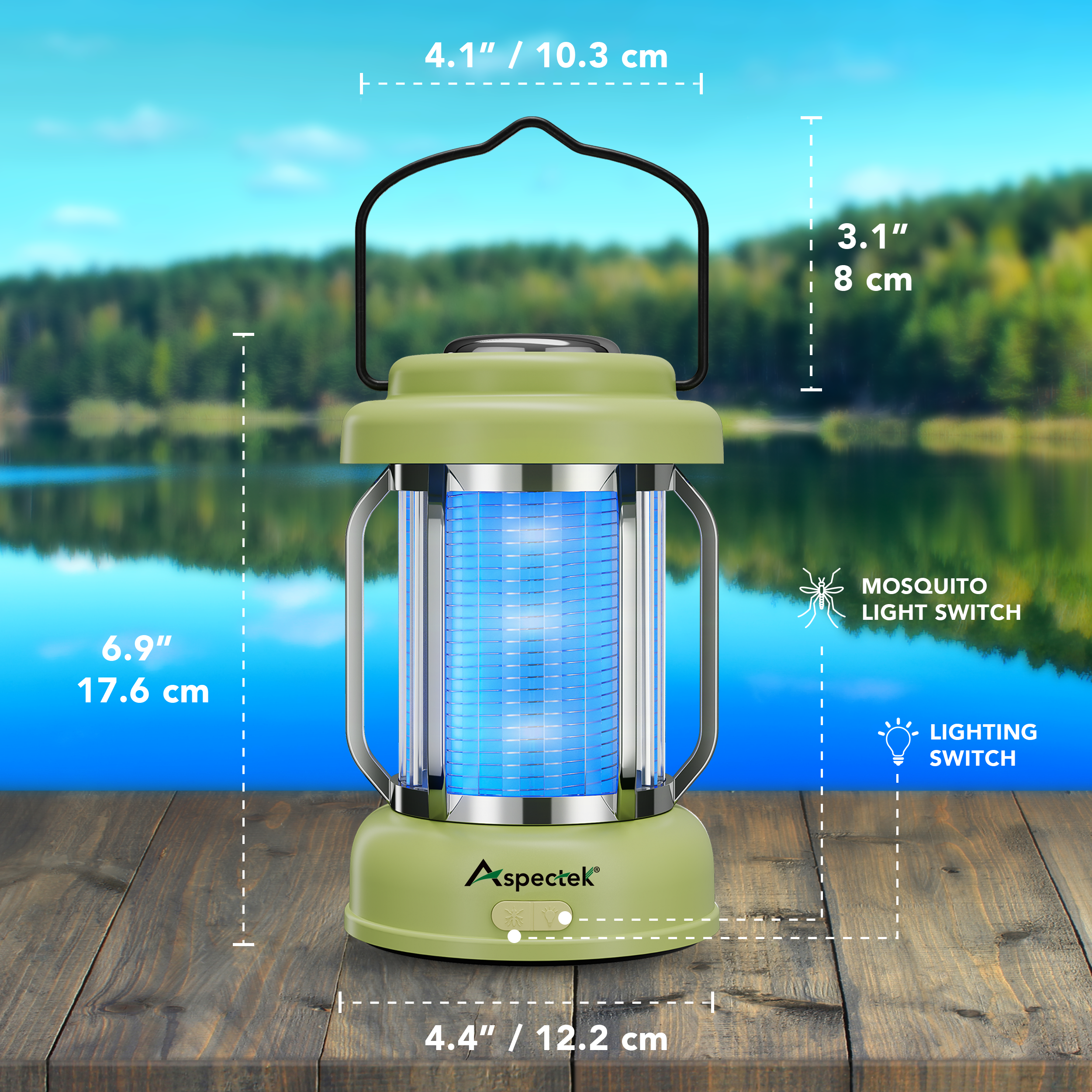 Aspectek Waterproof, Portable, Rechargeable Mosquito Zapper - Effective Insect Zapper for Outdoor and Indoor Use, Ideal for Camping, Patio, and Home Protection