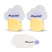 Two Aspectek sticky fly insect traps with plug-in blue light, accompanied by 12 packs of sticky glue pads.