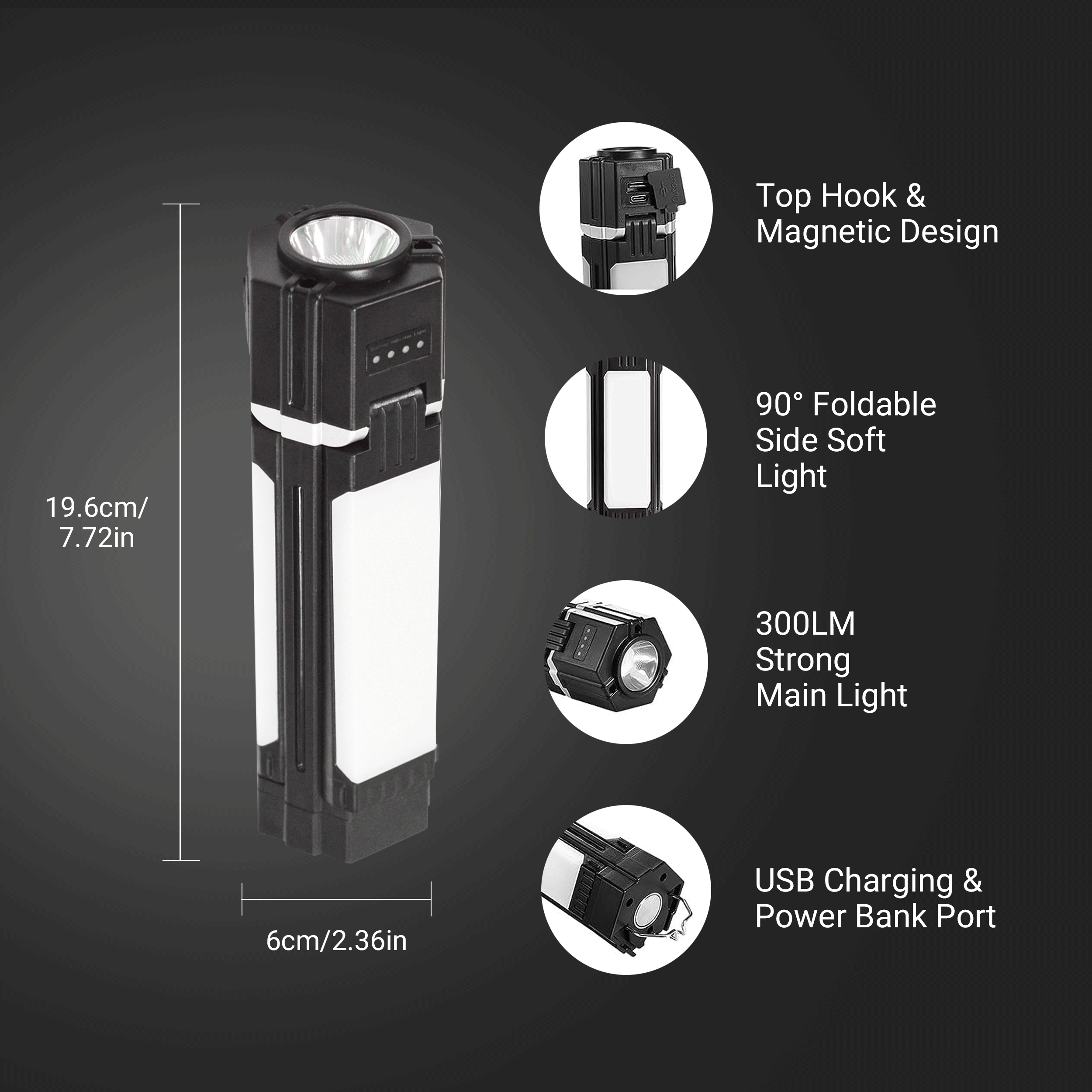 Portable Tent Lamp, Collapsible LED Blade Bulb Plus Flash Light