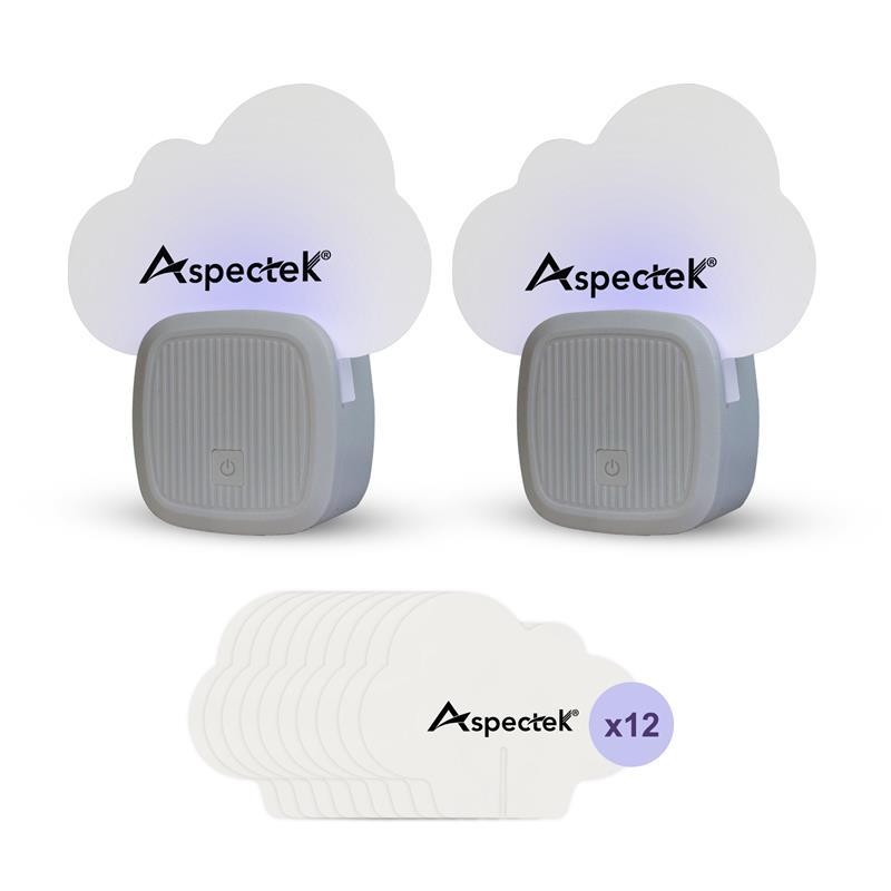 Aspectek Sticky Fly Insect Trap for Indoor, Plug-in Blue Light Bug Trap, Odorless, Noiseless, Chemicaless, with 12 Packs of Sticky Glue Pads, White (2 Pack)