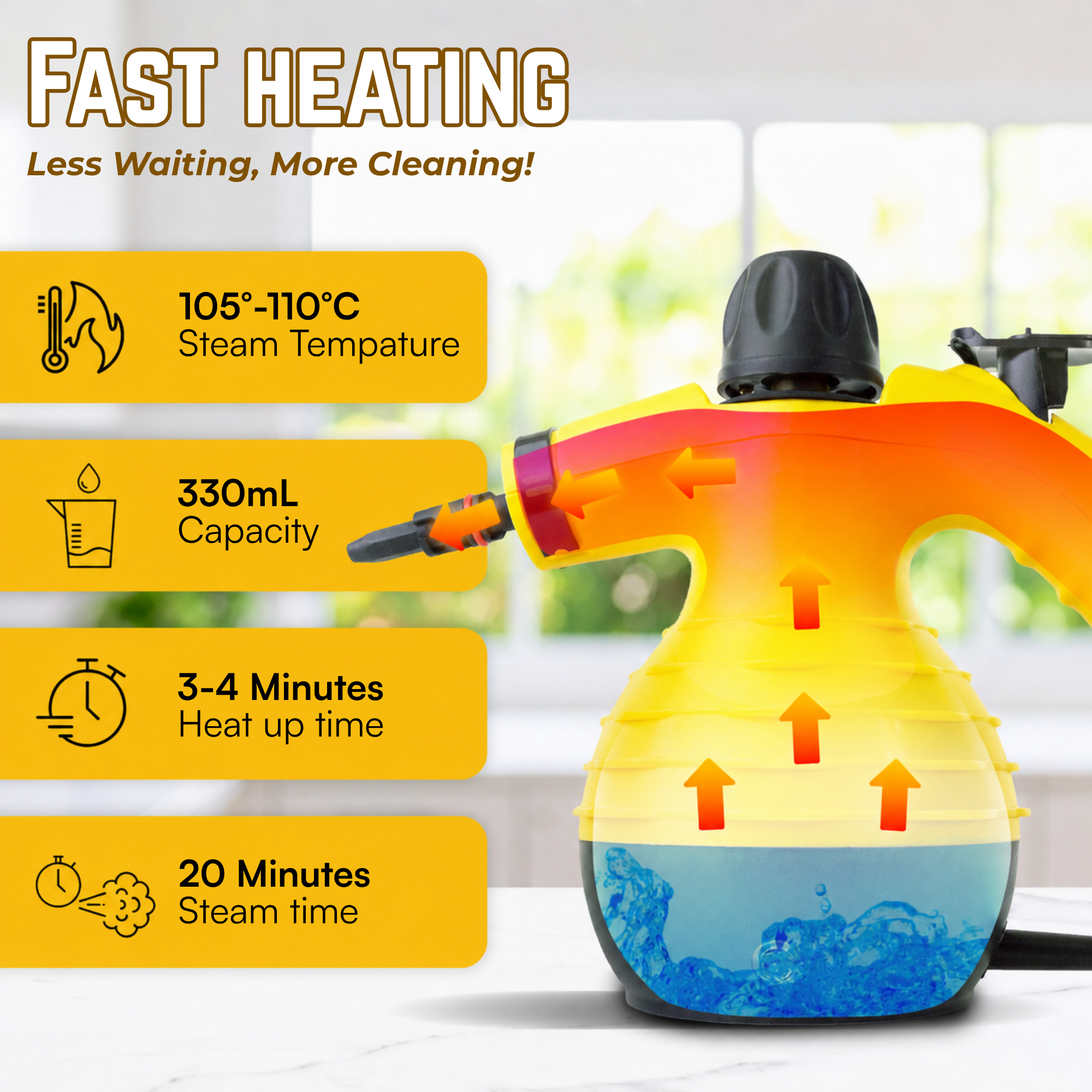 Aspectek Multi-Purpose Handheld Pressurized Steam Cleaner with 9-Piece Accessories