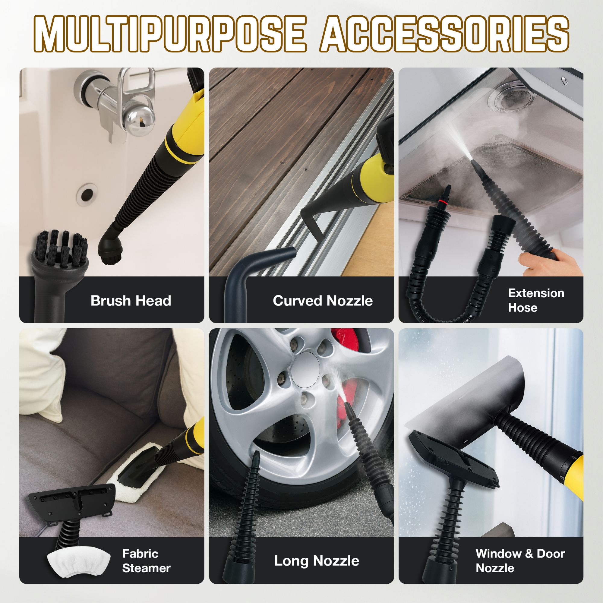 Aspectek Multi-Purpose Handheld Pressurized Steam Cleaner with 9-Piece Accessories