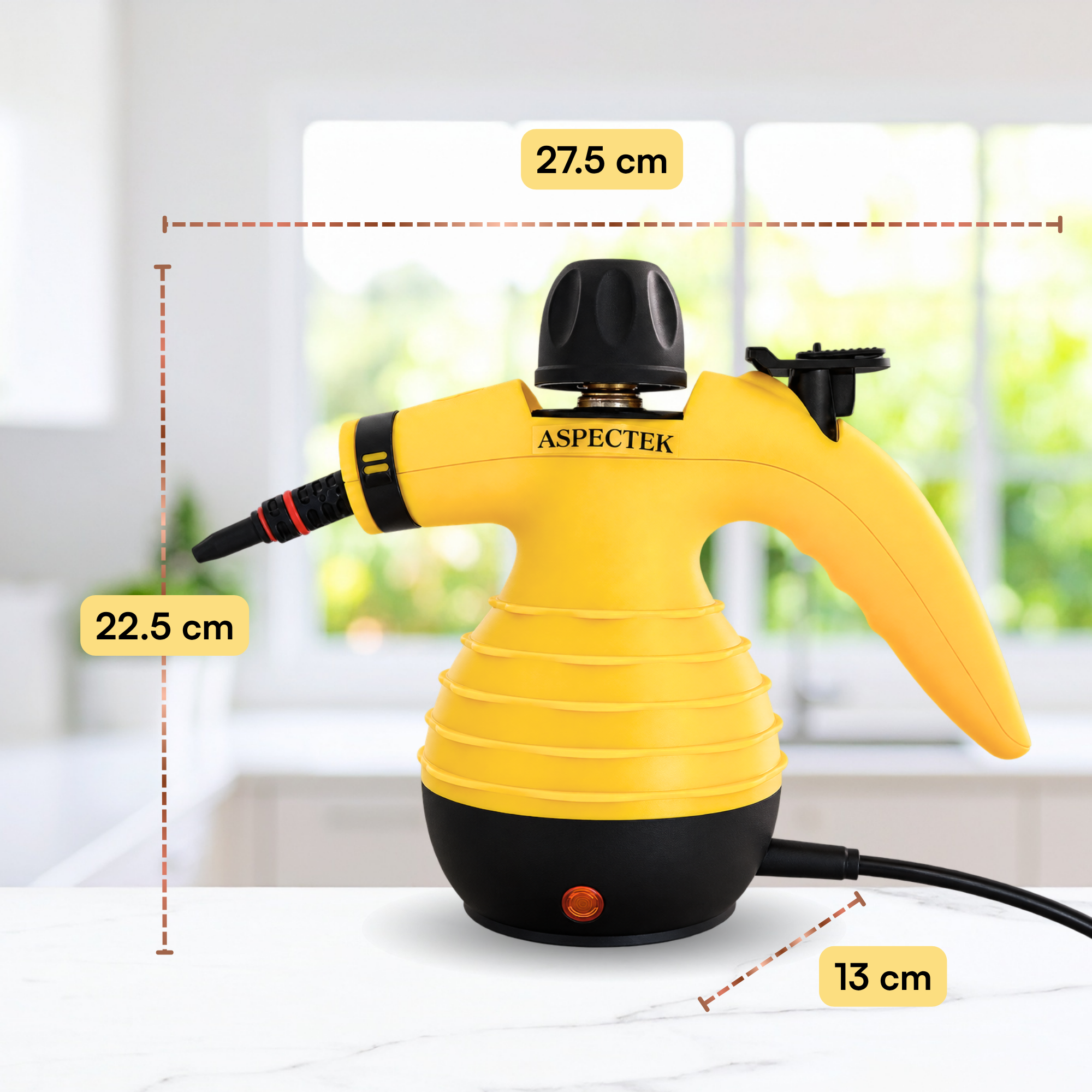 Aspectek Multi-Purpose Handheld Pressurized Steam Cleaner with 9-Piece Accessories