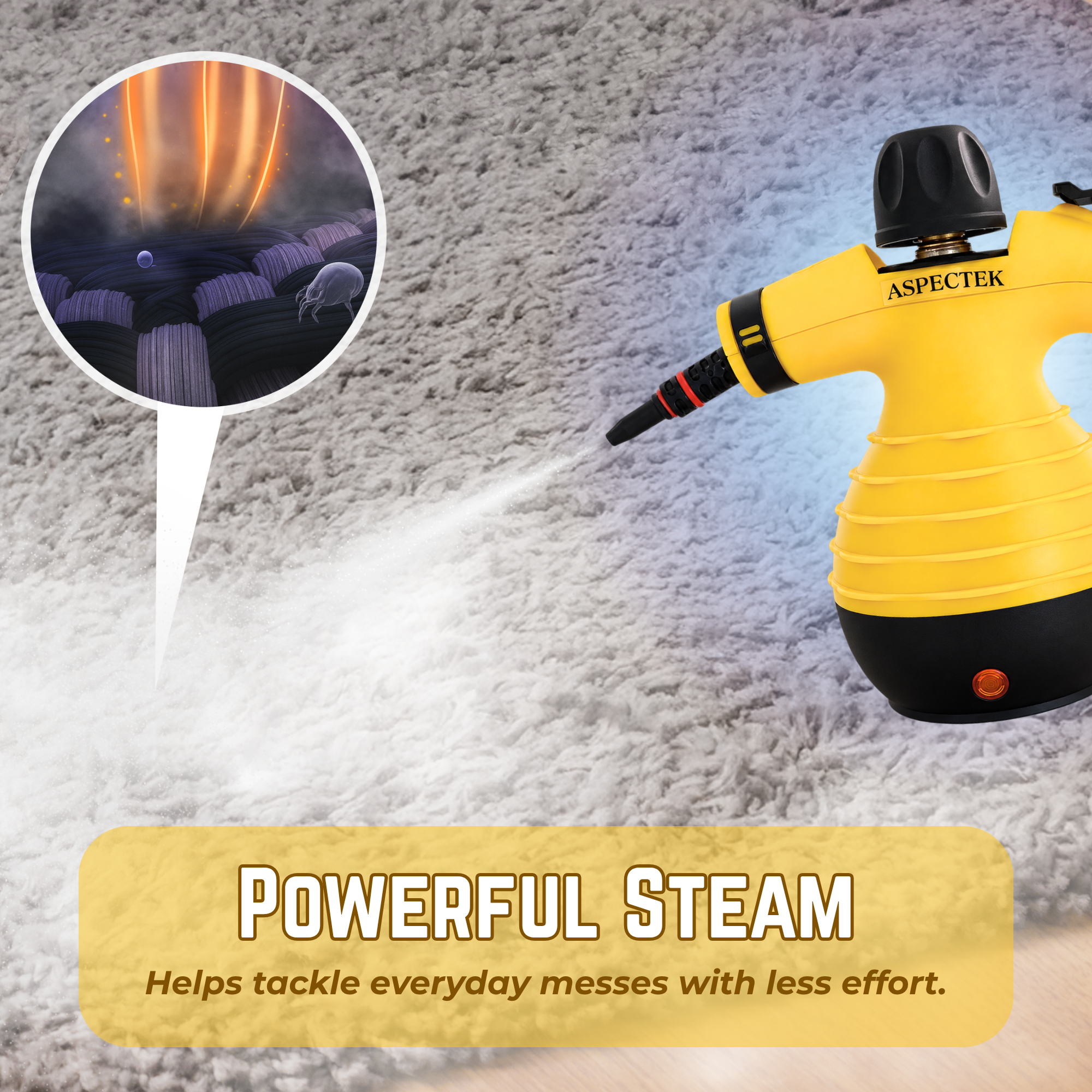 Aspectek Multi-Purpose Handheld Pressurized Steam Cleaner with 9-Piece Accessories