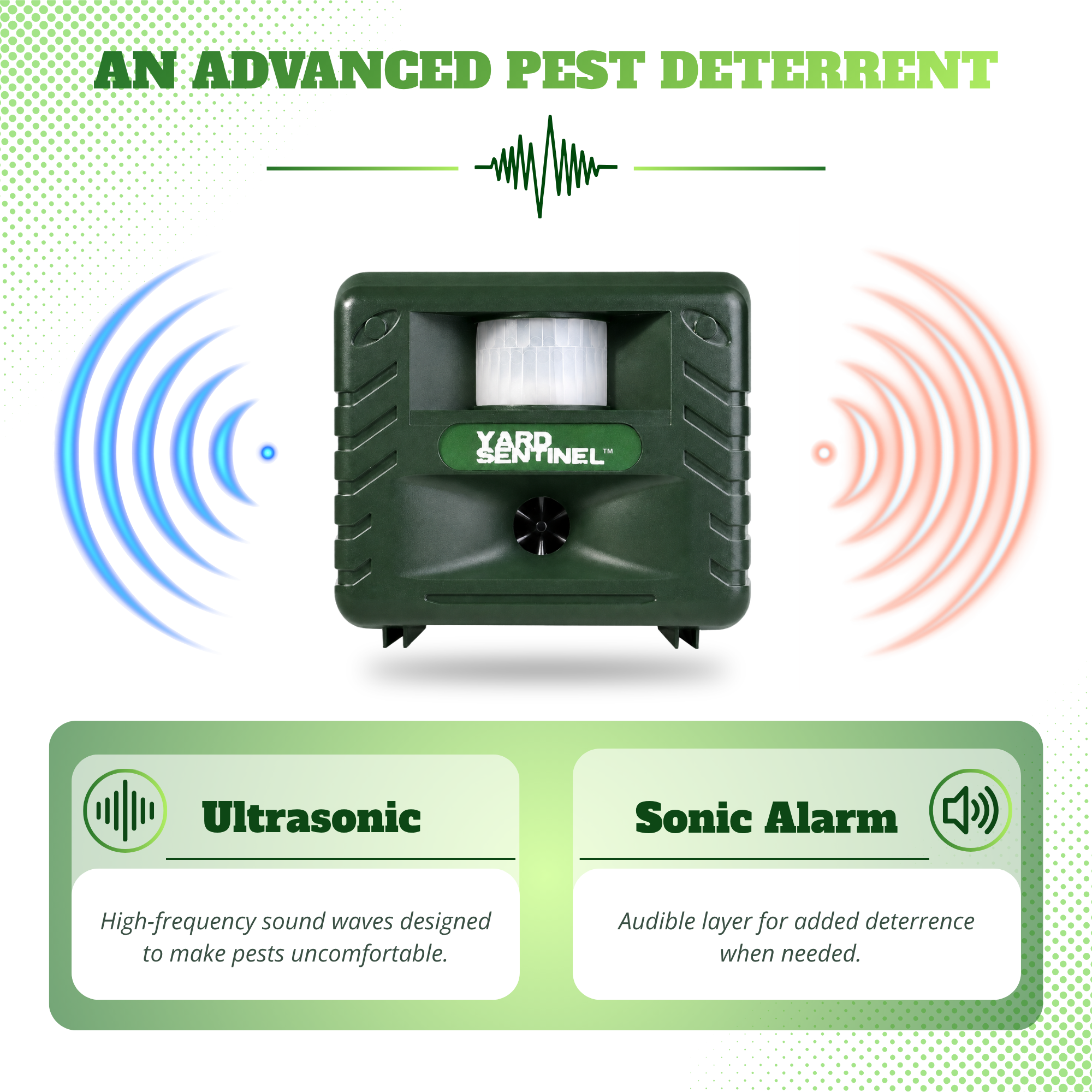 Aspectek Yard Sentinel Outdoor Ultrasonic Animal Repeller, Motion Sensor Cat, Skunk and Bird Repellent, 1-Pack