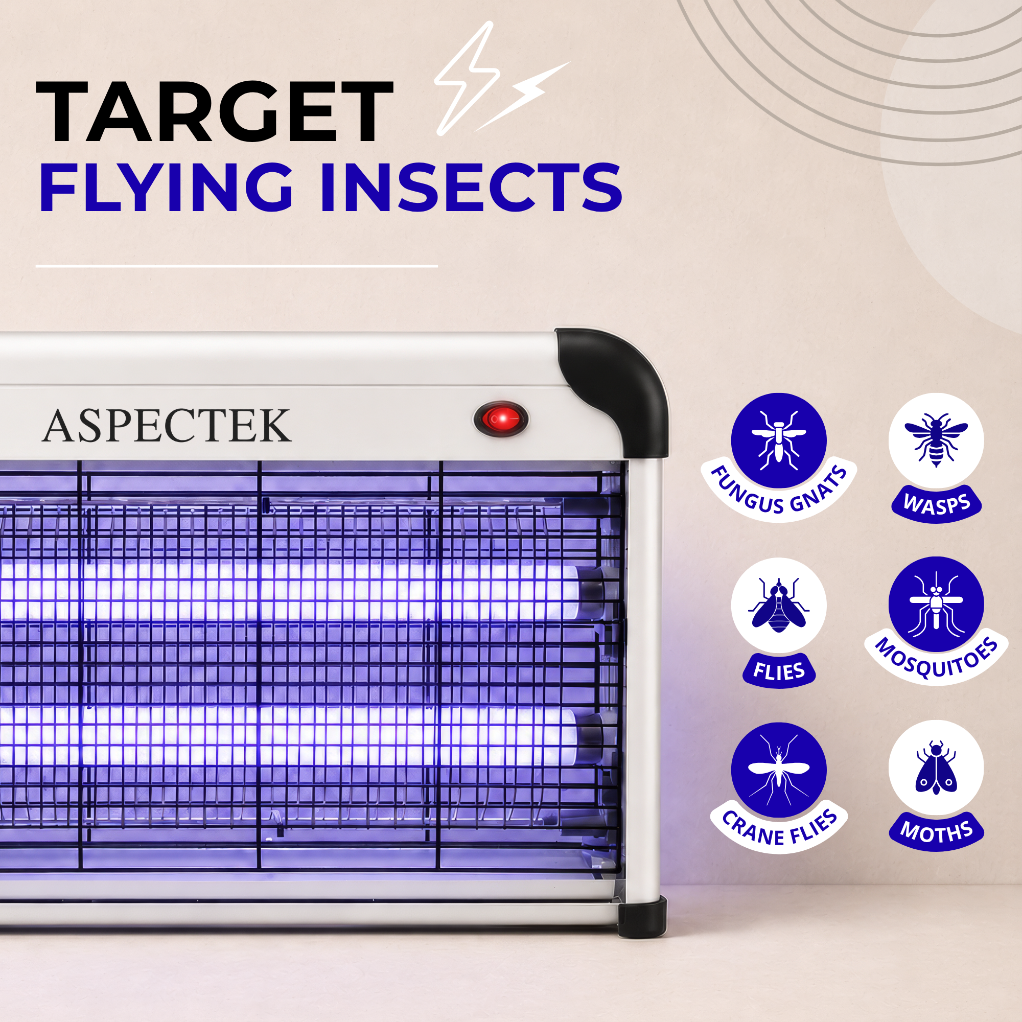 Aspectek 20W Electric Bug Zapper with 2 Replacement Bulbs