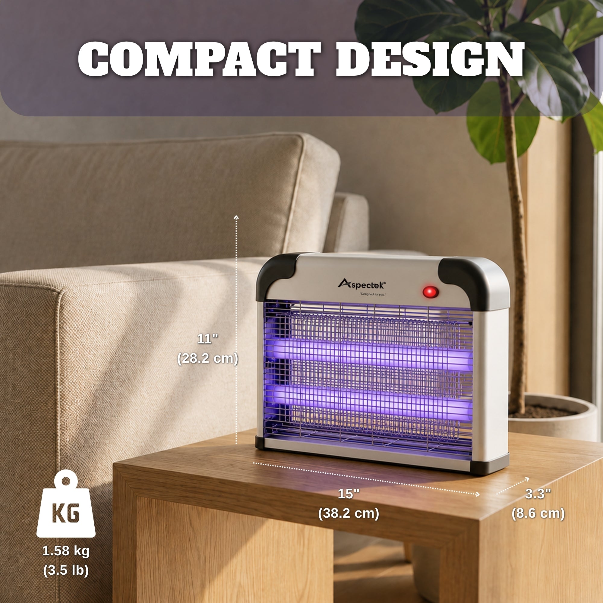 Upgraded Aspectek 20W Electric Bug Zapper, Bug Fly Zapper. Effective Mosquito, Fly, and Insect Zapper. Includes 2 Extra Bulbs. Lightweight Design, 2800V Electric Grid. (CA)