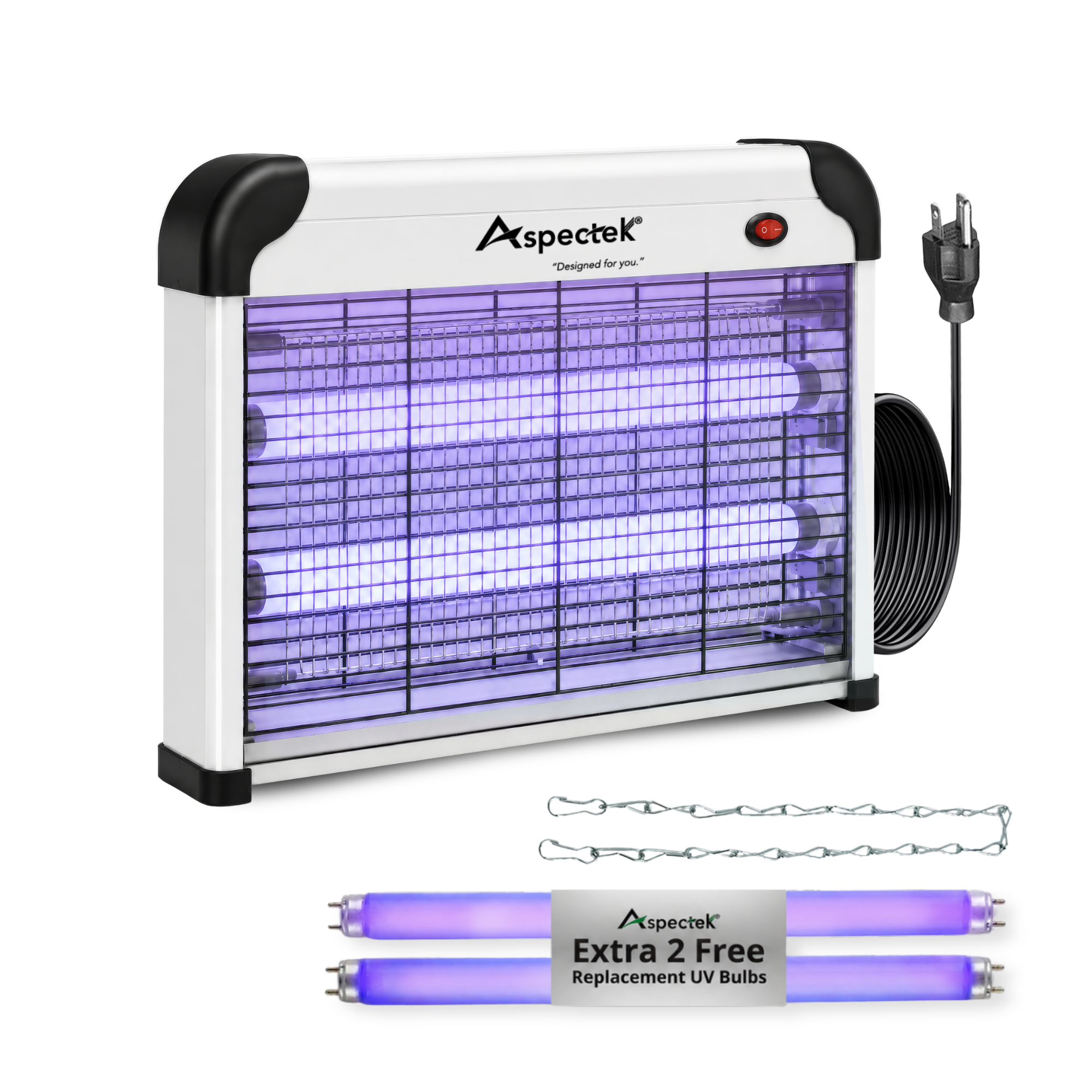 Aspectek 20W Indoor Bug Zapper with 2 Replacement Bulbs, Mosquito Zapper, Insect Zapper, Bug Lamp Zapper (CA)