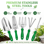 GardenHOME Garden Tool Set - 11Pcs Garden Hand Tool Set Equipment with Tote Bag Adjustable and Apron, Gardening Tools