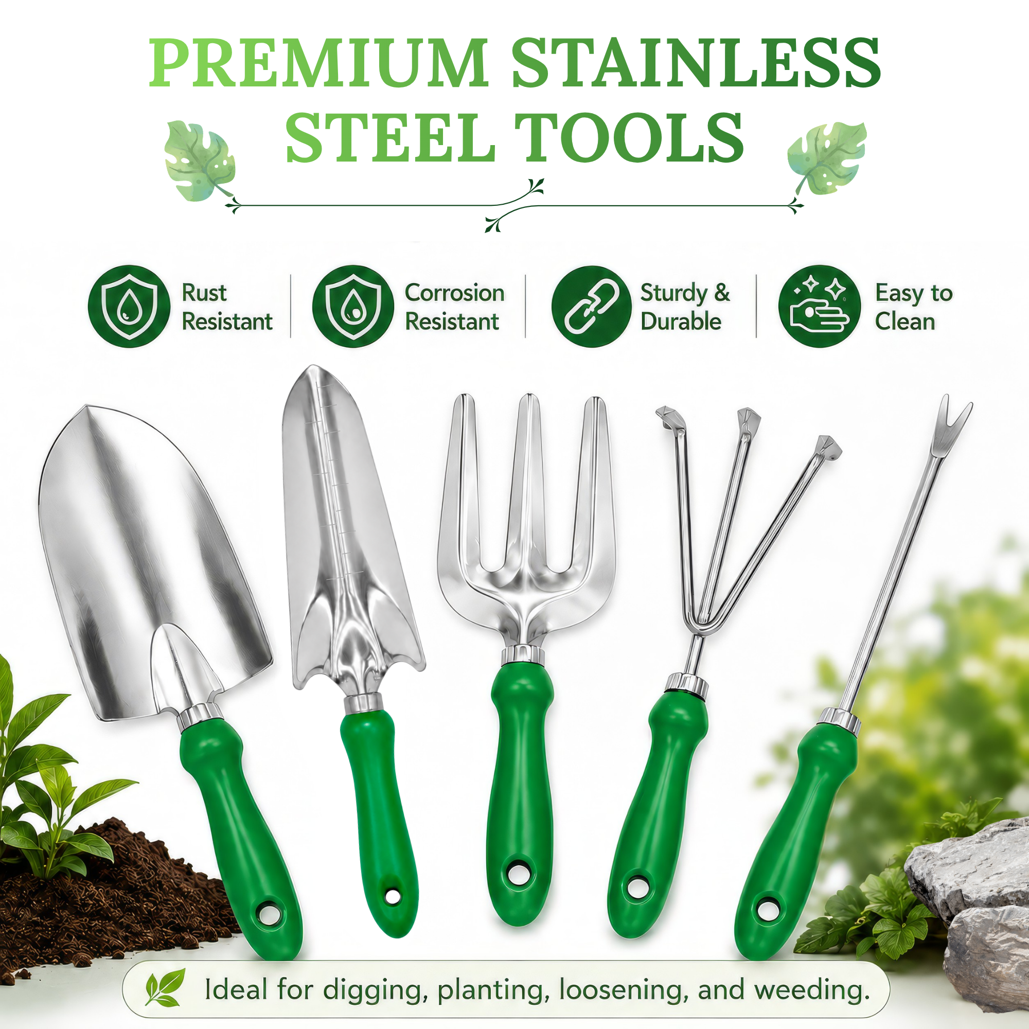 GardenHOME Garden Tool Set - 11Pcs Garden Hand Tool Set Equipment with Tote Bag Adjustable and Apron, Gardening Tools