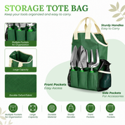 GardenHOME Garden Tool Set - 11Pcs Garden Hand Tool Set Equipment with Tote Bag Adjustable and Apron, Gardening Tools