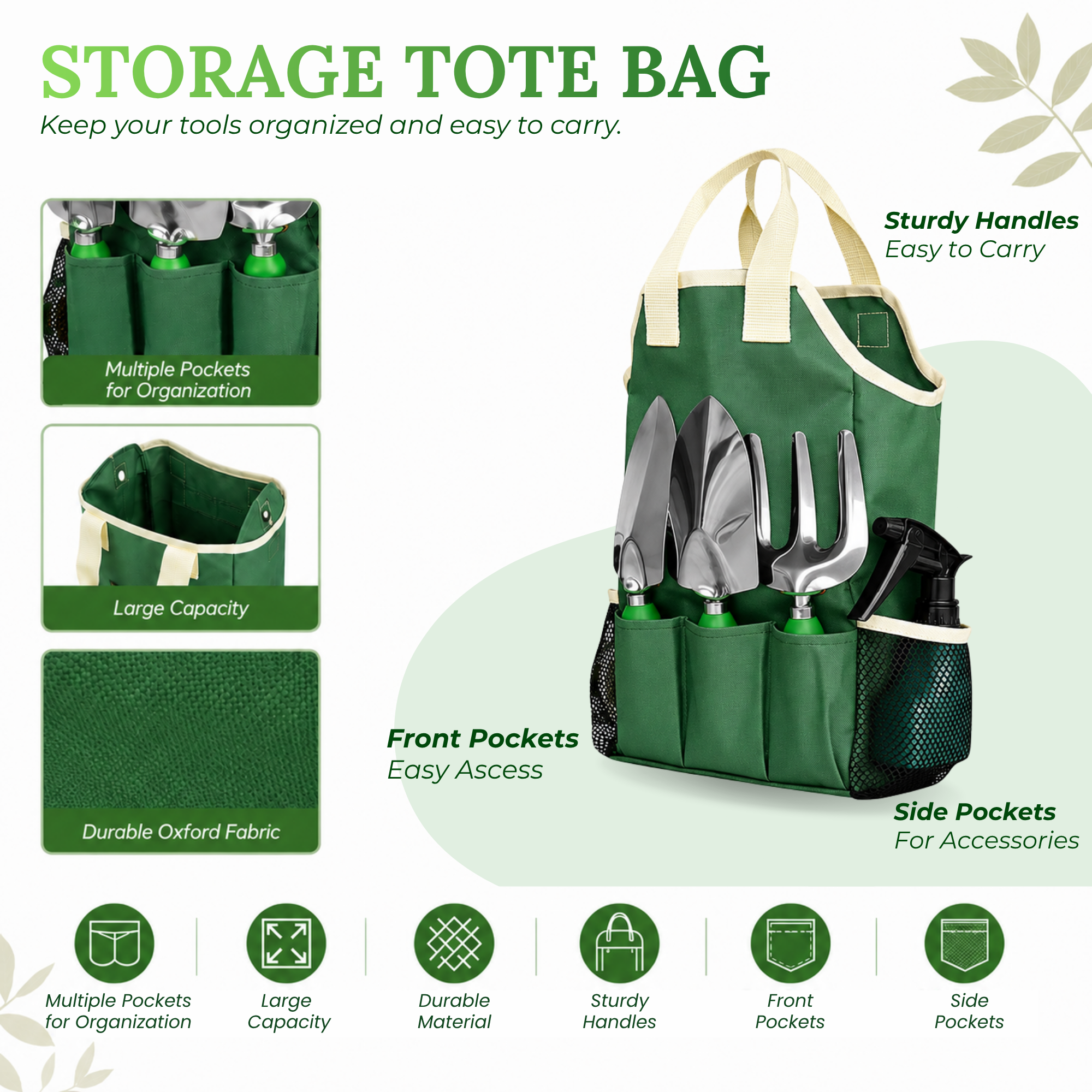 GardenHOME Garden Tool Set - 11Pcs Garden Hand Tool Set Equipment with Tote Bag Adjustable and Apron, Gardening Tools