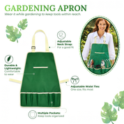 GardenHOME Garden Tool Set - 11Pcs Garden Hand Tool Set Equipment with Tote Bag Adjustable and Apron, Gardening Tools