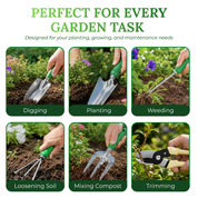 GardenHOME Garden Tool Set - 11Pcs Garden Hand Tool Set Equipment with Tote Bag Adjustable and Apron, Gardening Tools